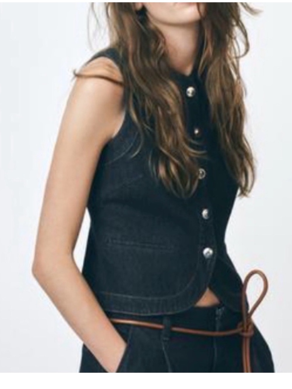 NWT Zara Denim Sleeveless Button Vest